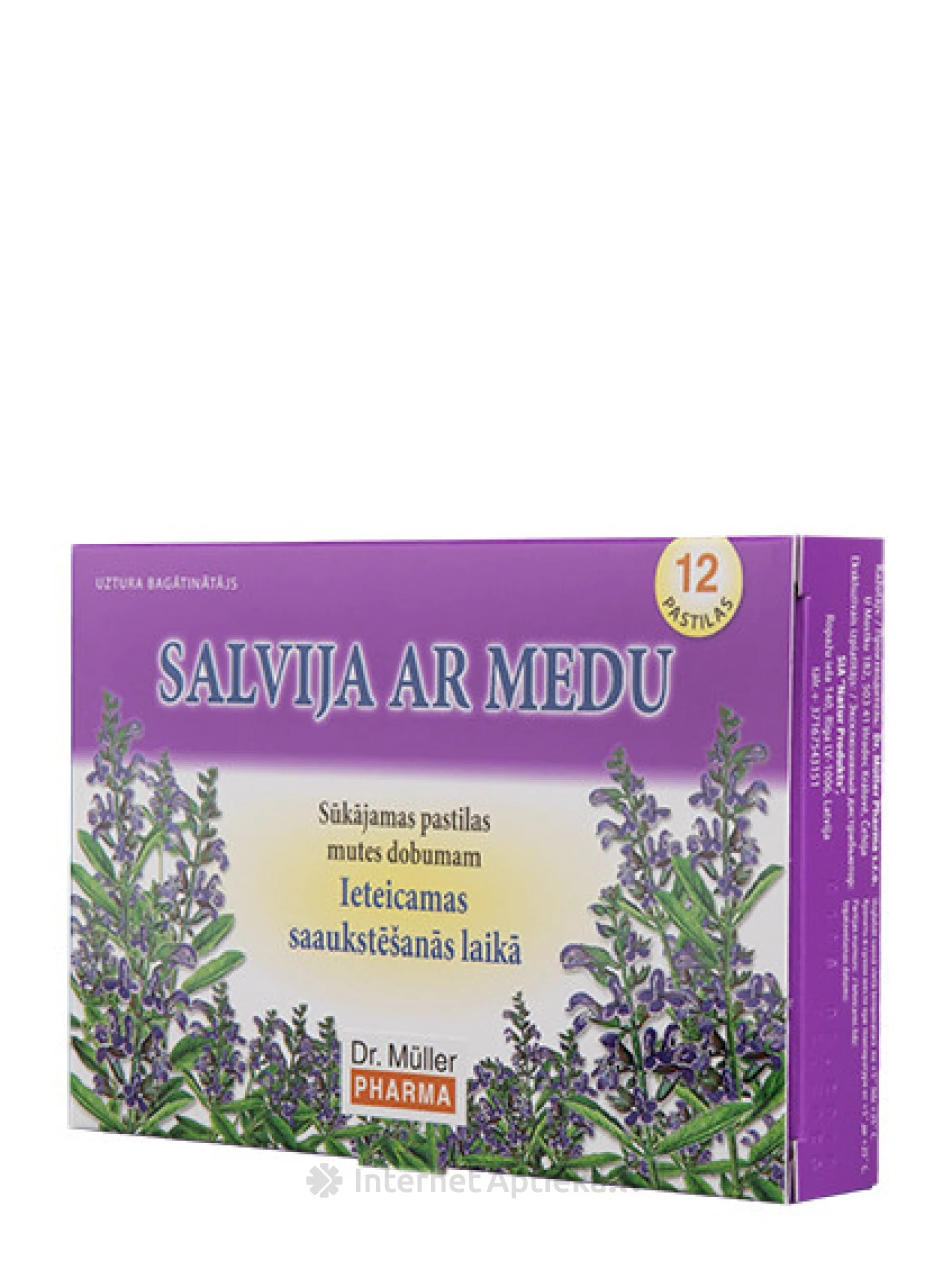Dr.Mulleri pastillid Salvei ja meega, 12 tk | internetaptieka.lv
