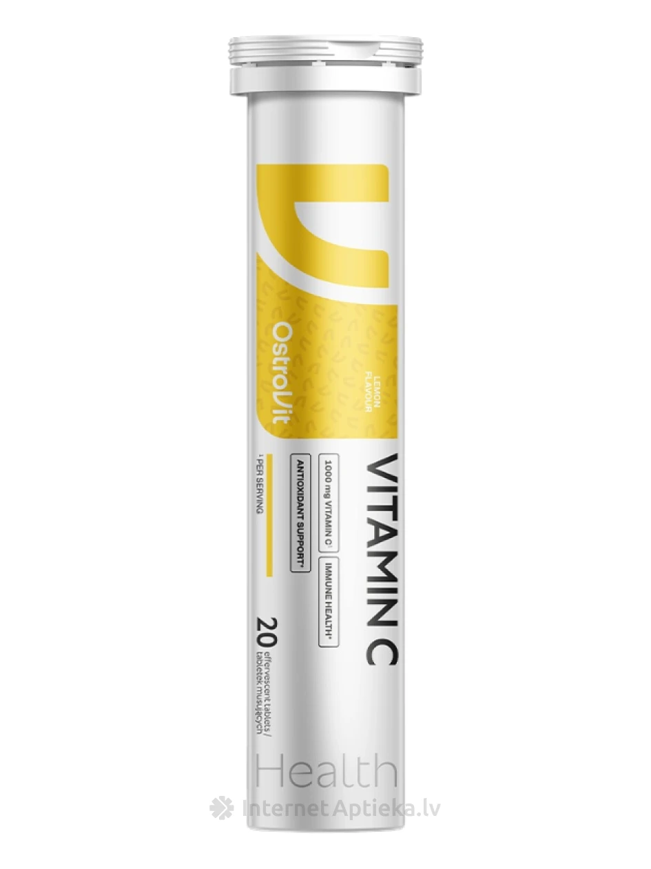 OstroVit vitaminas C 1000 mg citrinų skonio, 20 putojančių tablečių | internetaptieka.lv