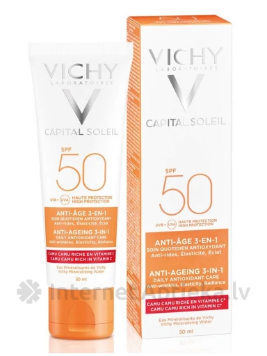 Vichy Ideal Soleil SPF50+ Anti-Aging pretnovecošanās saules aizsargkrēms, 50 ml | internetaptieka.lv