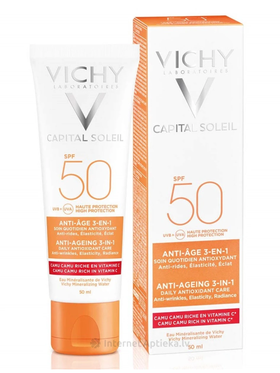 Vichy Ideal Soleil SPF50+ Anti-Aging Антивозрастной солнцезащитный крем, 50 мл | internetaptieka.lv