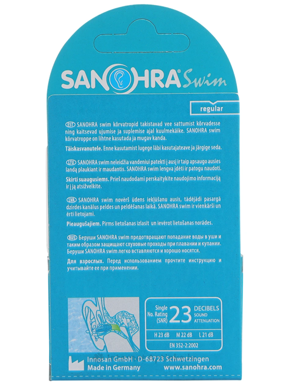 Sanohra kõrvatropid ujumiseks täiskasvanutele, 2 tk. | internetaptieka.lv