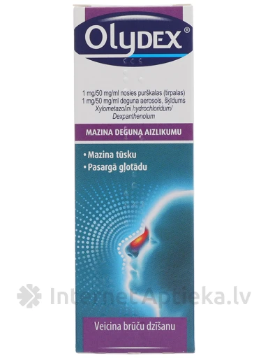 Olydex 1 mg / 50 mg / ml deguna aerosols, šķīdums, 10 ml | internetaptieka.lv