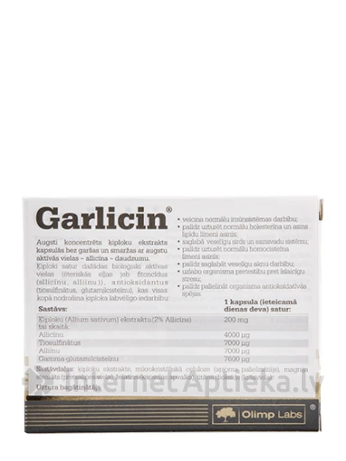 Olimp Labs Garlicin 200 mg ķiploku ekstrakts, 30 kapsulas | internetaptieka.lv