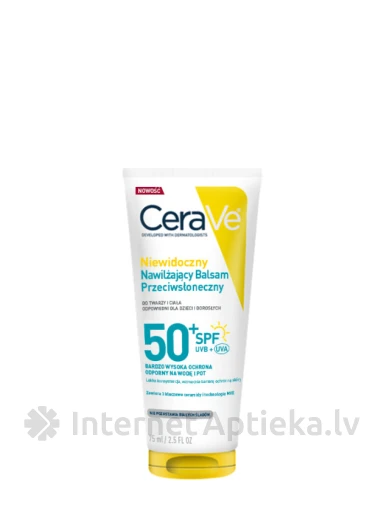 CeraVe Invisible mitrinošais saules aizsargkrēms 50+ SPF, 75 ml | internetaptieka.lv