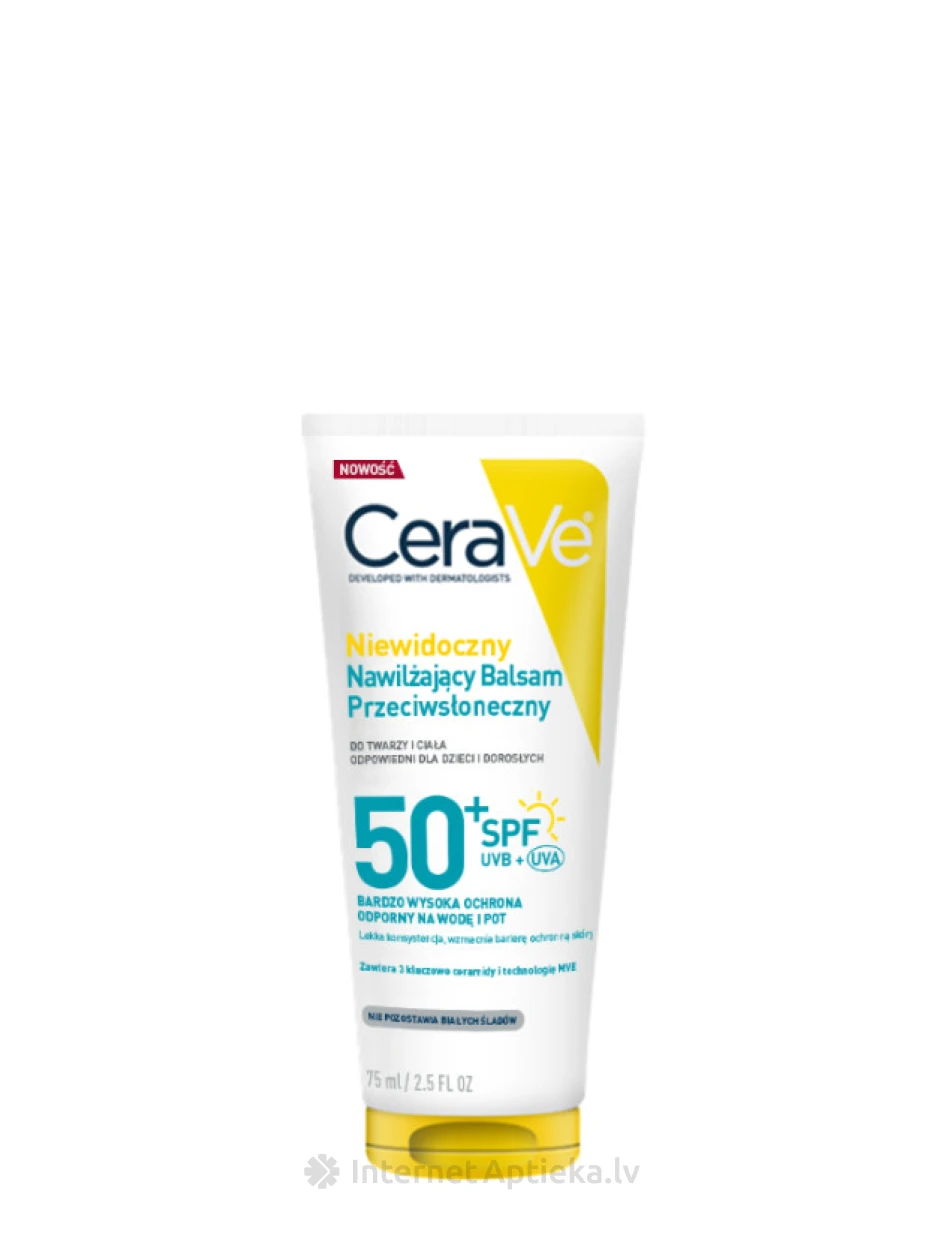 CeraVe Invisible mitrinošais saules aizsargkrēms 50+ SPF, 75 ml | internetaptieka.lv