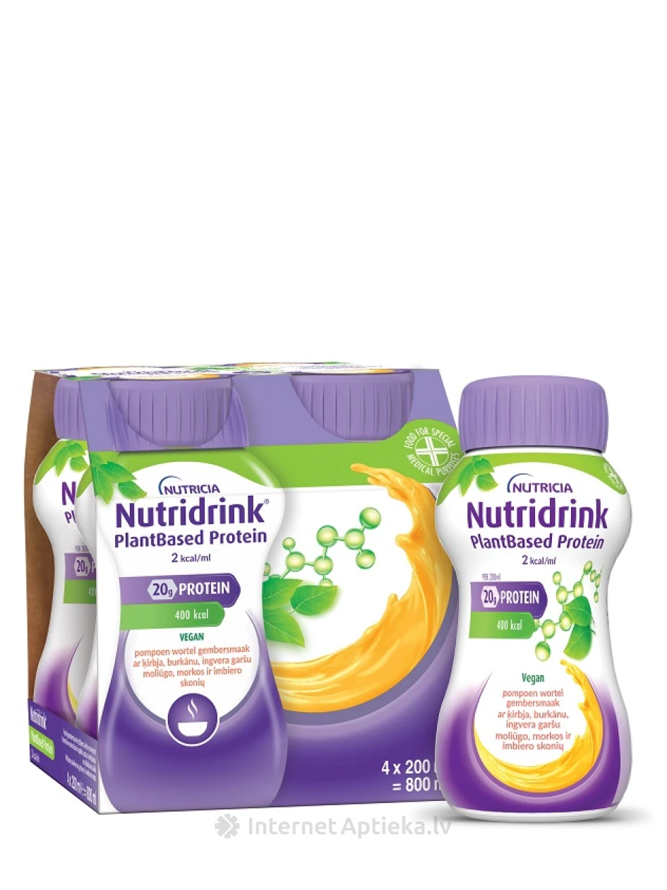 Nutridrink Plantbased Ķirbju/Burkānu, 4x200 ml | internetaptieka.lv