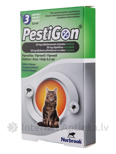 Pestigon šķīdums pret blusām un ērcēm kaķiem, 3 gb. | internetaptieka.lv