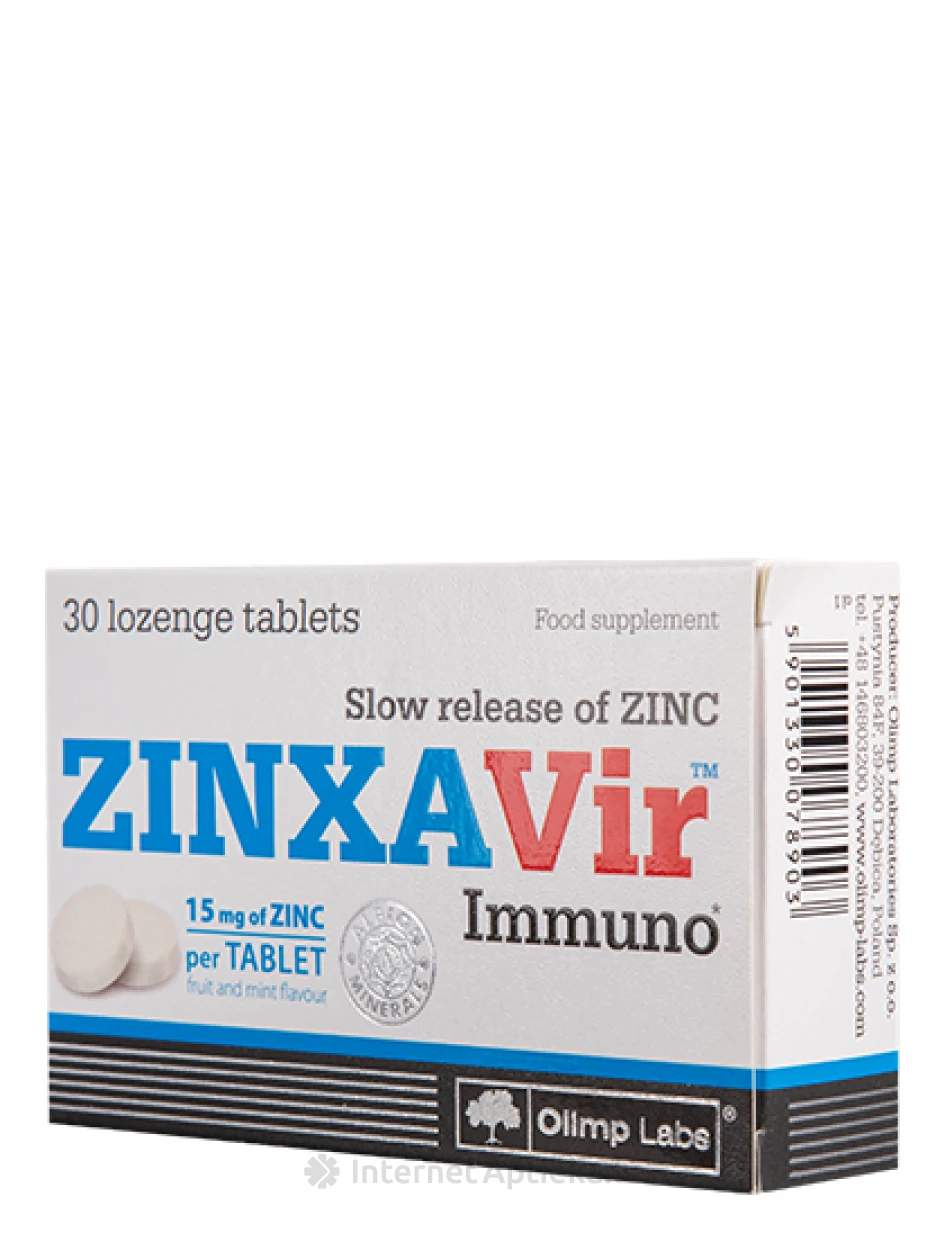 Olimp Labs ZinxaVir Immuno ar piparmētru garšu, 30 sūkājamās tabletes | internetaptieka.lv