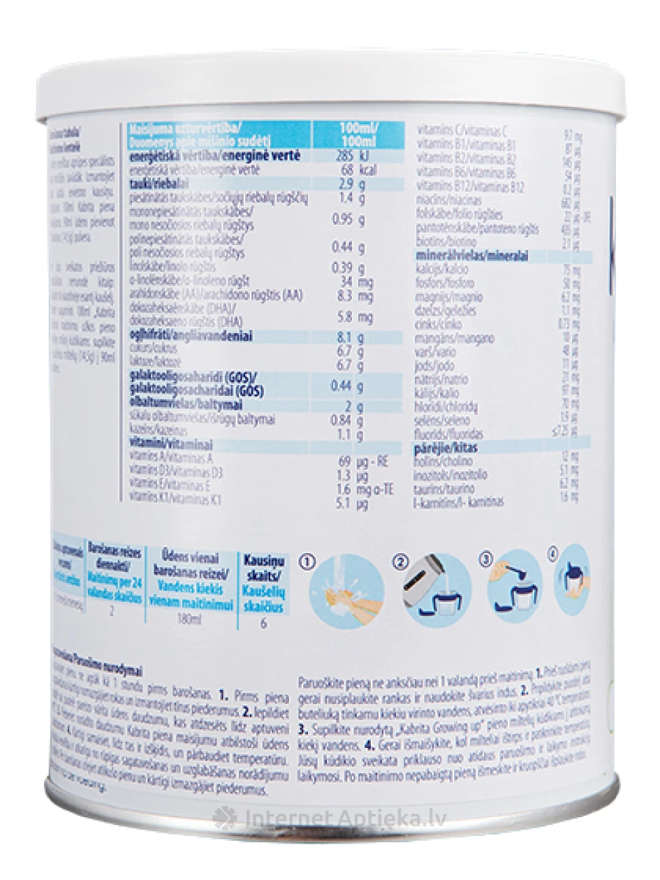 Kabrita 3 Сухой молочный напиток на основе козьего молока 12+ месяцев, 400 г | internetaptieka.lv