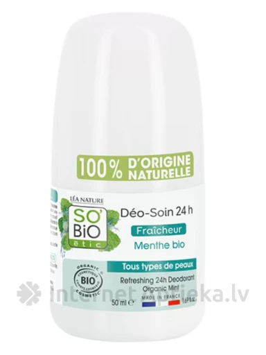 So Bio 24H dezodorants ar piparmētru, 50 ml | internetaptieka.lv