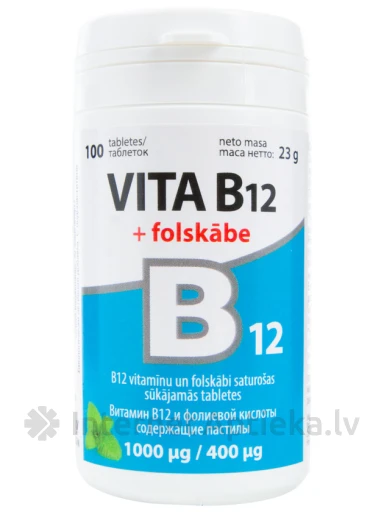Vita-B12 + Фолиевая кислота, 100 таблеток | internetaptieka.lv