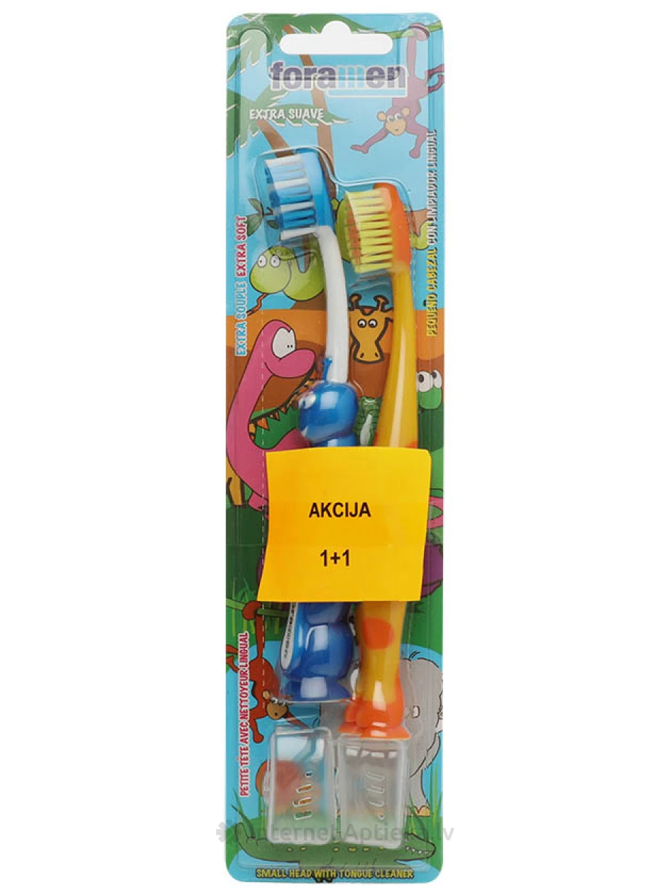 Foramen Animals kids&junior zobu suka +mēles tīrītājs, 2 gb. | internetaptieka.lv