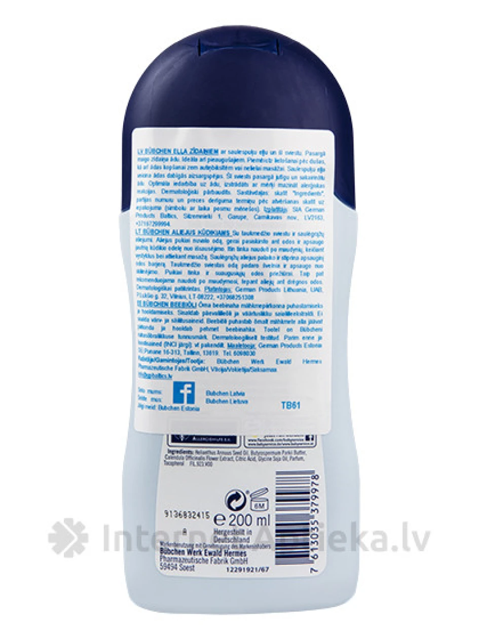 Bubcheni õli imikutele, 200 ml | internetaptieka.lv