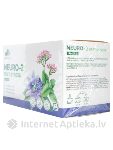 Zāļu tēja Natēja Neuro – 2 pret Stresu, 20 paciņas | internetaptieka.lv