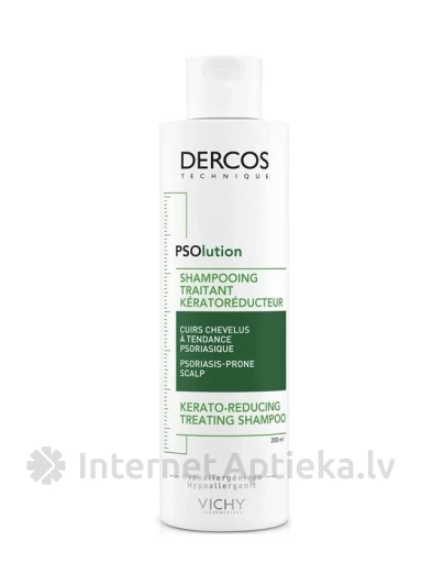 Смягчающий симптомы кератоза и лечебный шампунь Vichy Dercos PSOlution Dercos, 200 мл | internetaptieka.lv
