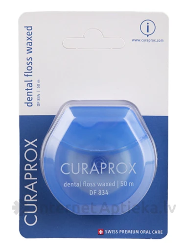 Curaprox DF 834 вощеная зубная нить 50 м, 1 шт. | internetaptieka.lv