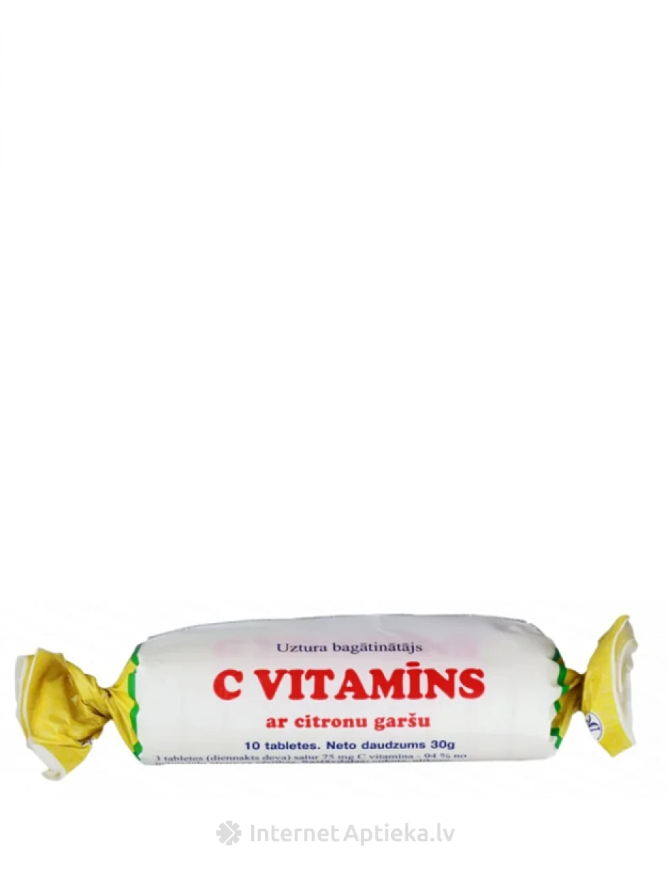 Ac.Ascorb.+ cukuru (ar citrona garšu) 25mg, 10 tabletes | internetaptieka.lv
