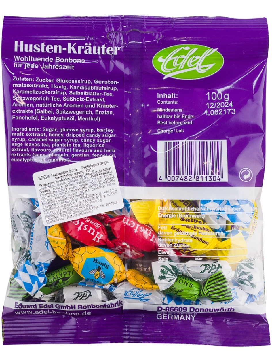 EDEL Hustenbonbons Pretklepus augu karameles - asorti, 100 g | internetaptieka.lv