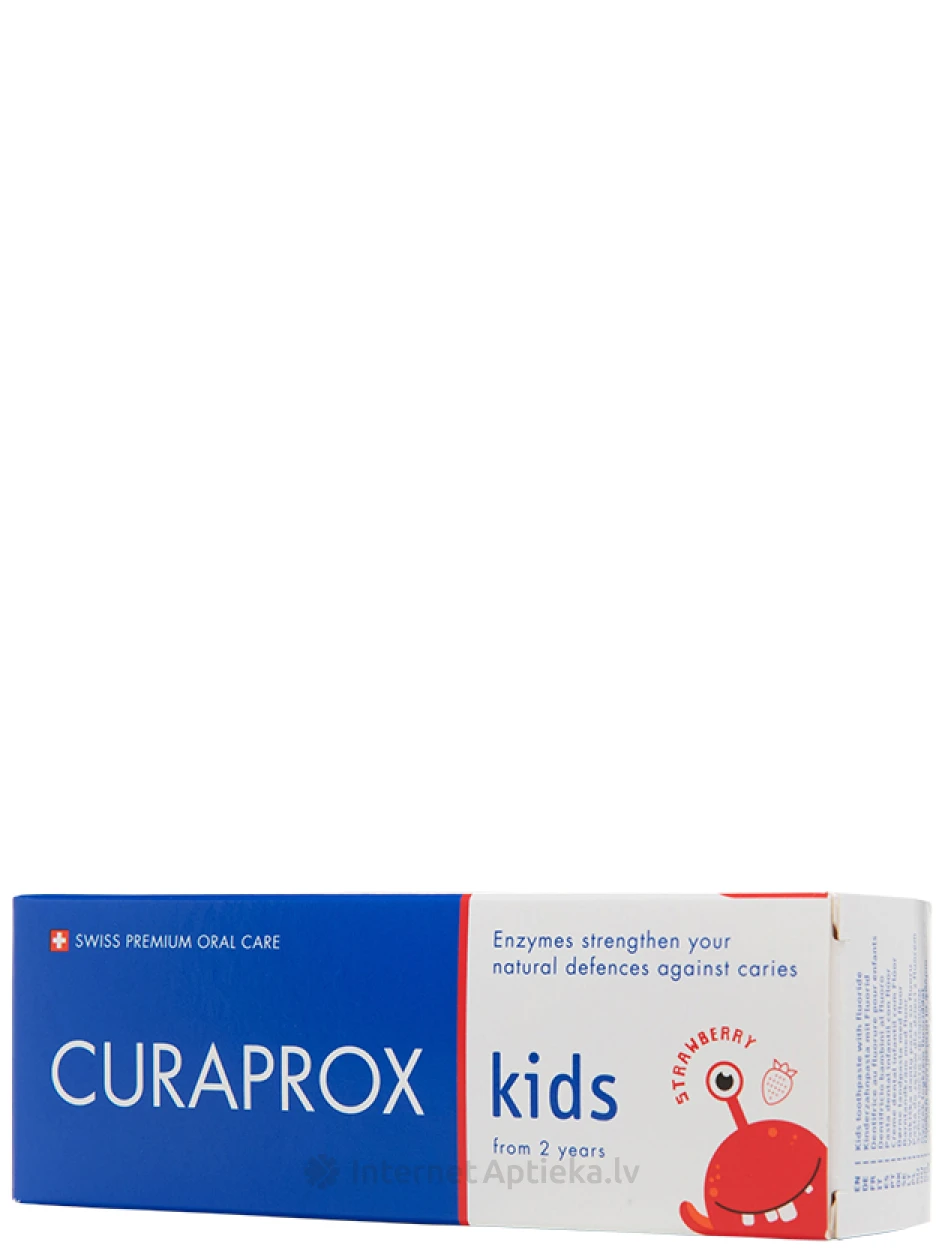 Зубная паста Curaprox kids со вкусом клубники, с содержания фторида 950 г/дм3, 60 мл | internetaptieka.lv