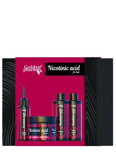 Dāvanu komplekts matiem nikotinskābes (serums, balzāms, matu šampūns, matu termo maska), matu termo maska) | internetaptieka.lv