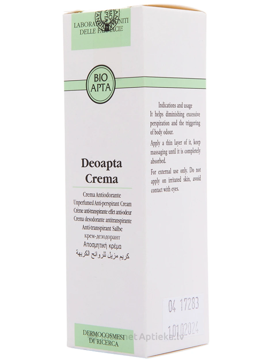 Bioapta Deoapta Crema крем-дезодорант, 50 мл | internetaptieka.lv