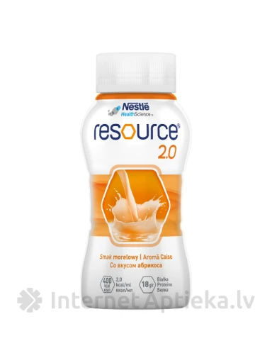 Nestle Resource 2.0 Fibre apricot maitsega Toit meditsiiniliseks otstarbeks, 4 x 200 ml | internetaptieka.lv