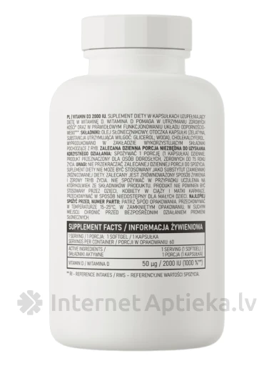 OstroVit Vitamin D3 2000 TV kapsulės, 60 vnt. | internetaptieka.lv