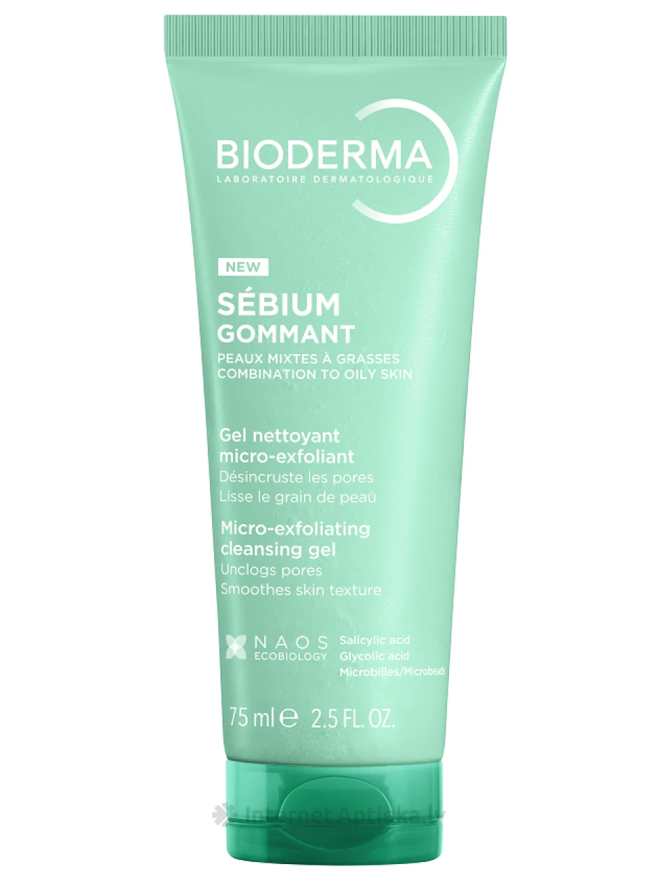BIODERMA Sebium Gommant mikrolobitav, puhastav geel, 75 ml | internetaptieka.lv