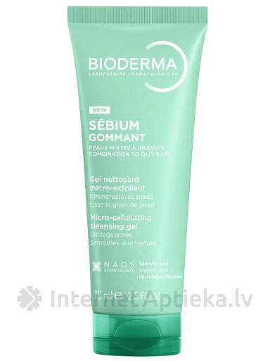 BIODERMA Sebium Gommant mikrolobitav, puhastav geel, 75 ml | internetaptieka.lv