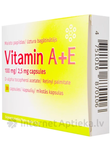 Vitamiin A+E, 30 kapslit | internetaptieka.lv