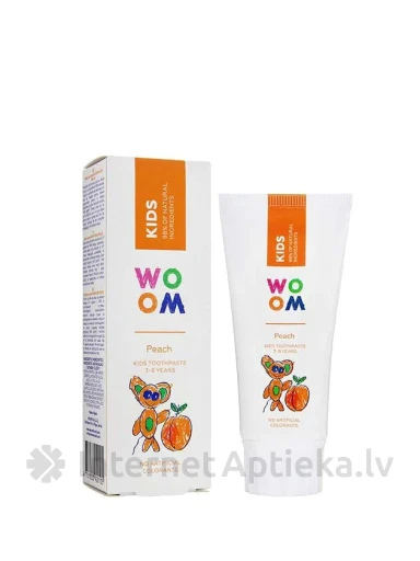 Woom Kids Peach zobupasta 3-8 gadi, 50 ml | internetaptieka.lv