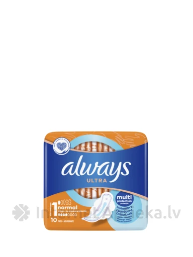 Always Ultra Normal Plus higiēniskās paketes, 10 paketes | internetaptieka.lv