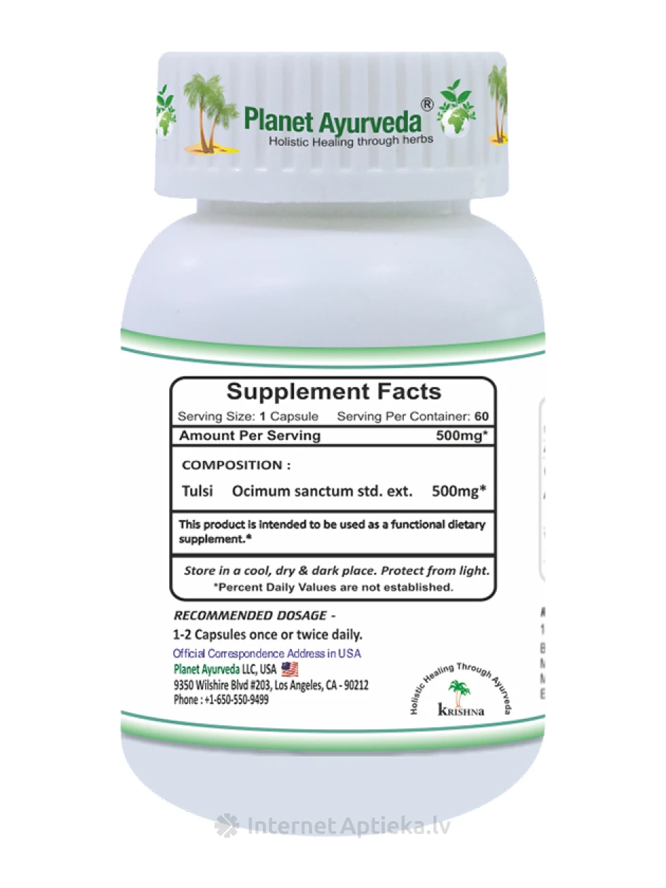 Planet Ayurveda® Tulsi Organic, 60 kapsulas | internetaptieka.lv