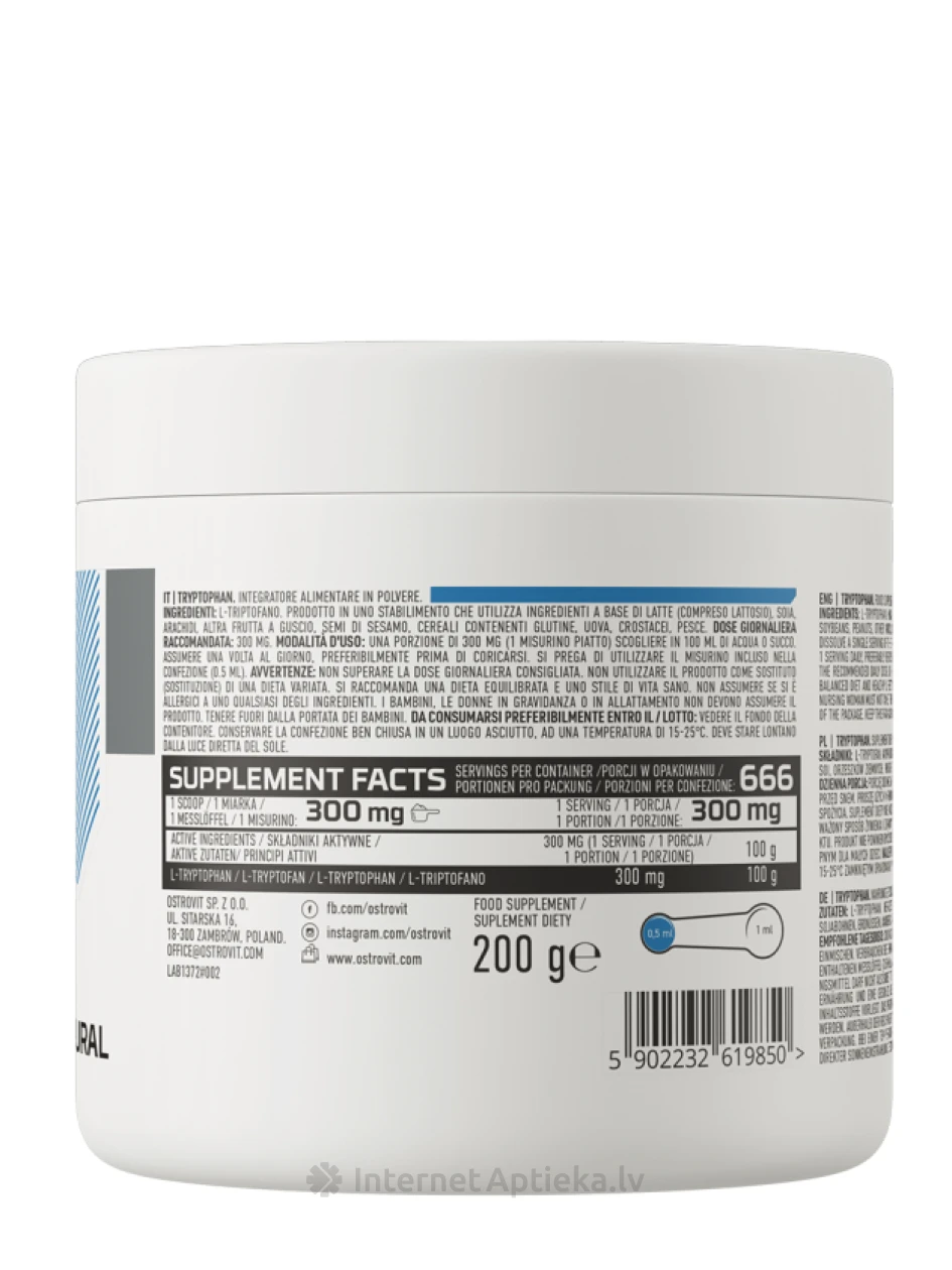 OstroVit Tryptophan pulveris, 200 g | internetaptieka.lv