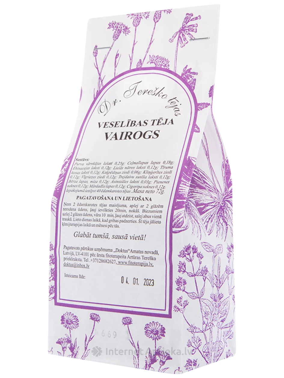 Dr.Tereško оздоровительный чай Щит, 72 г | internetaptieka.lv