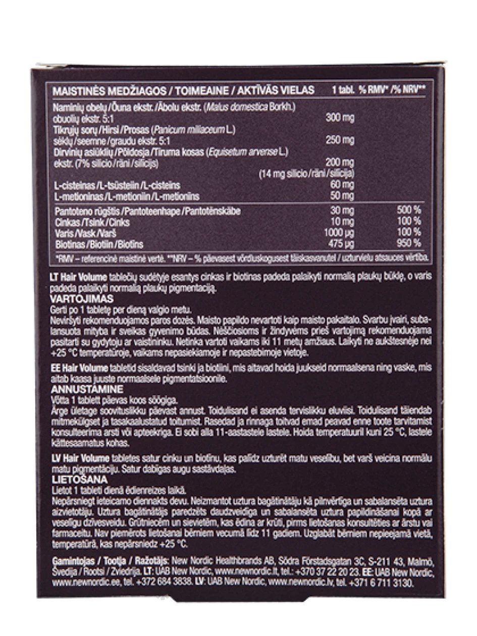 New Nordic Hair Volume, 30 таблеток | internetaptieka.lv