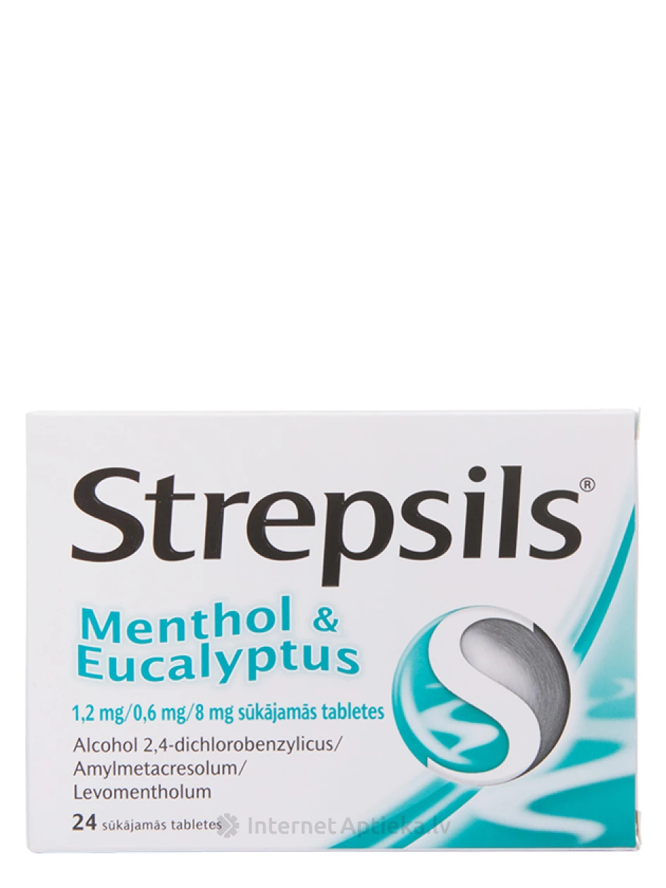 Strepsils Menthol & Eucalyptus, 24 sūkajamās tabletes | internetaptieka.lv