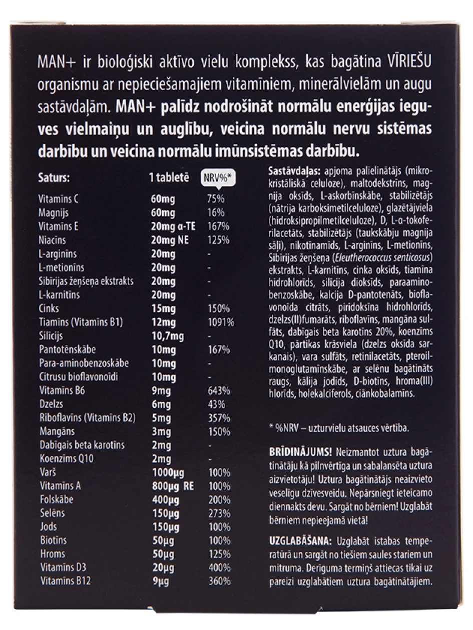 FORMULA VITALE MAN+, 30 tabletes | internetaptieka.lv