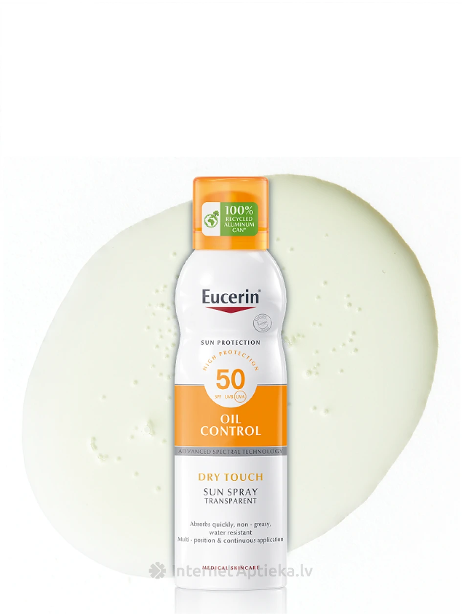 Eucerin Sun Oil Control Dry Touch SPF50 спрей для загара для тела, 200 мл | internetaptieka.lv