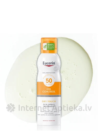 Eucerin Sun Oil Control Dry Touch SPF50 спрей для загара для тела, 200 мл | internetaptieka.lv