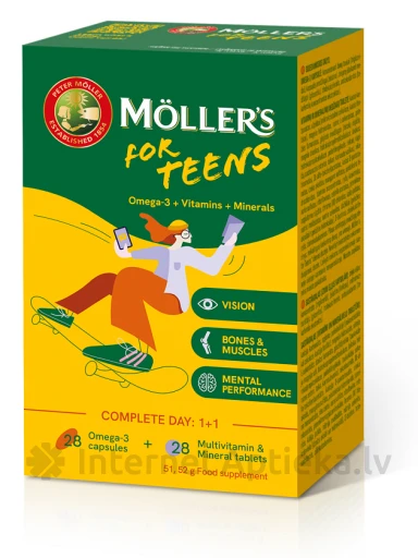 Möller’s for Teens, 28 kapsulas + 28 tabletes | internetaptieka.lv
