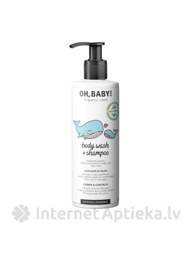 OH,BABY! Organic Care Body wash+Shampoo Очищающий шампунь для волос и тела, 250 мл | internetaptieka.lv