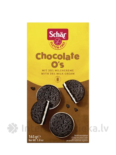 Schär Chocolate O`s безглютеновое печенье с какао и начинкой из молочного крема, 165 г | internetaptieka.lv