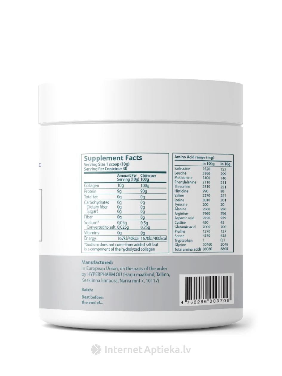 Hüdrolüüsitud mere kollageenipeptiidid, 300 g | internetaptieka.lv
