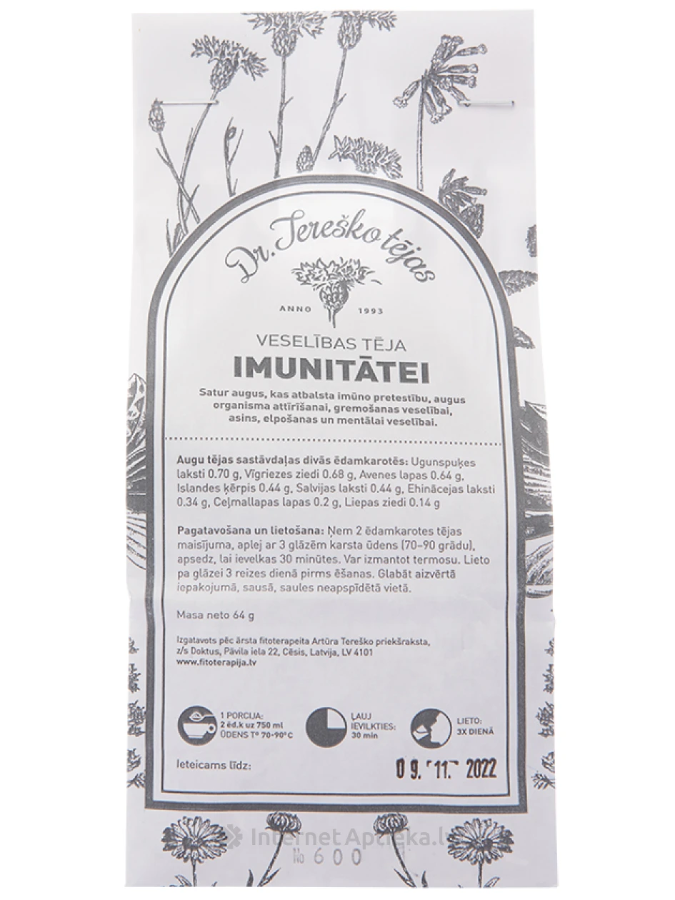 Dr Tereshko tee immuunsuse tugevdamiseks, 85 g | internetaptieka.lv