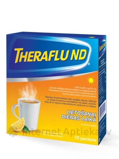 TheraFlu ND pulveris bez miega efekta (citronu), 10 paciņas | internetaptieka.lv