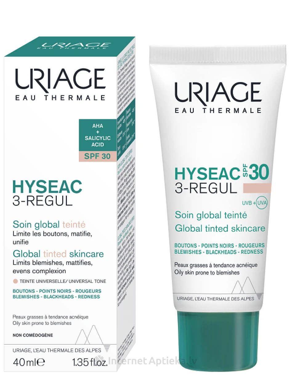 URIAGE Hyseac 3-REGUL tonēts krēms ar SPF30, 40 ml | internetaptieka.lv