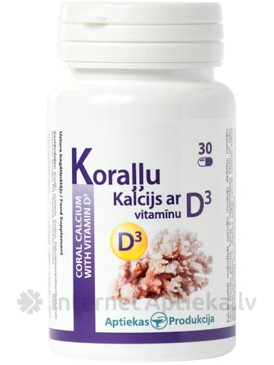 Koraļļu Kalcijs ar D3 vitamīnu, 30 kapsulas | internetaptieka.lv