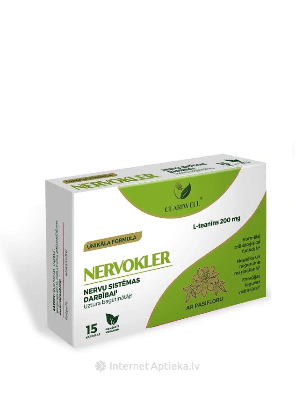 CLARIWELL NERVOKLER® nervu sistēmai, 15 kapsulas | internetaptieka.lv