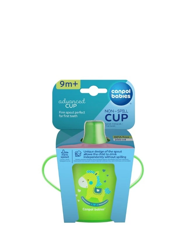 CANPOL babies neizlīstoša mācību krūzīte, zaļa, 250 ml